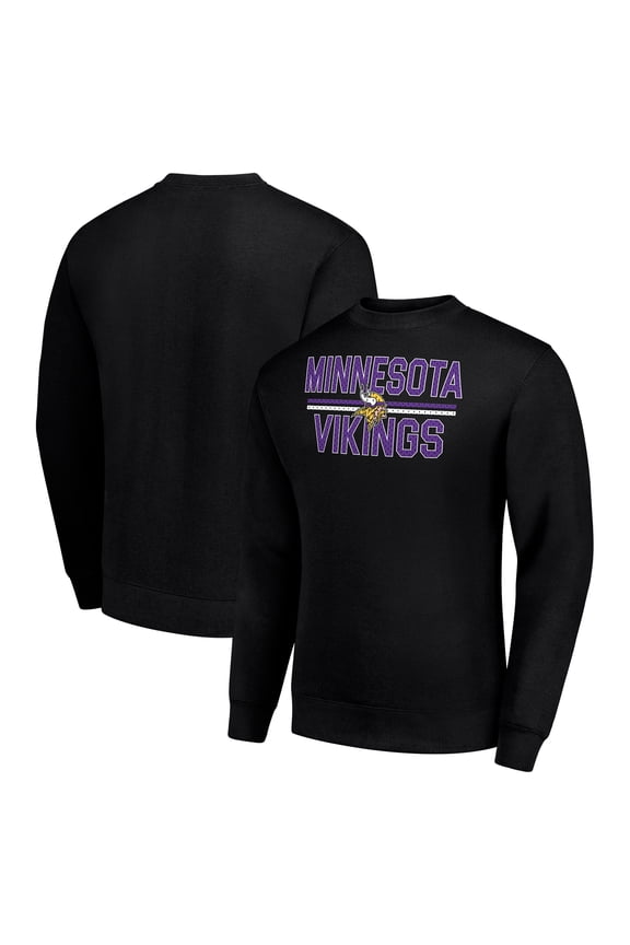Men's Starter Black Minnesota Vikings Team Mesh Print Graphic Pullover Sweatshirt