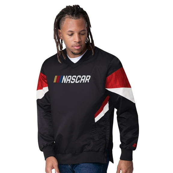Men's Starter  Black NASCAR  Striker I V-Neck Pullover Jacket