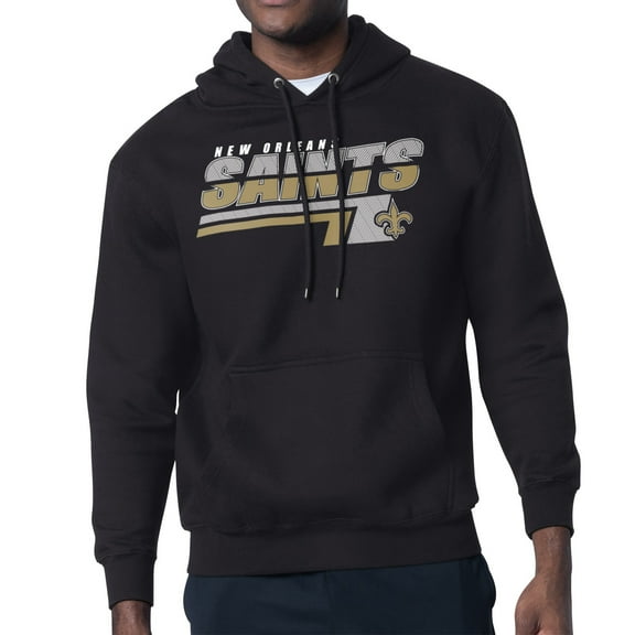 Men's Starter Black New Orleans Saints Logo Push Graphic Hoodie