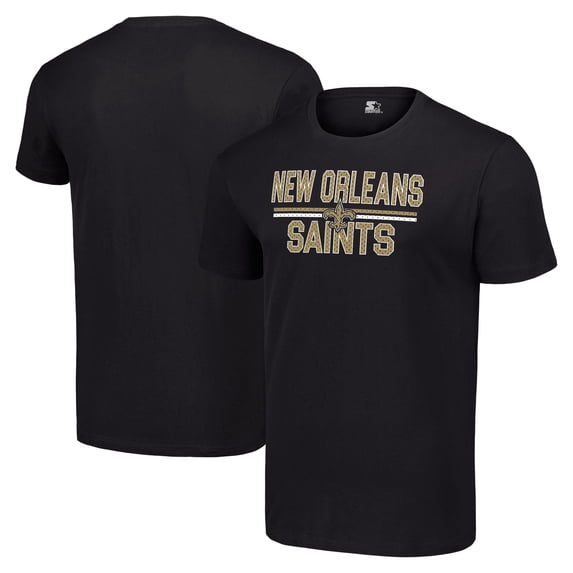 Men's Starter Black New Orleans Saints Team Mesh Print Graphic T-Shirt