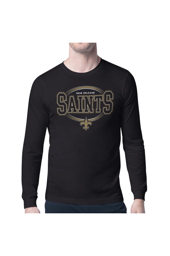 Men's Starter Black New Orleans Saints Team Track Graphic Long Sleeve T-Shirt