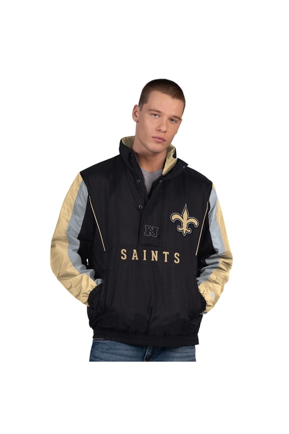 Men's Starter  Black New Orleans Saints Thursday Night Gridiron Half-Zip Jacket