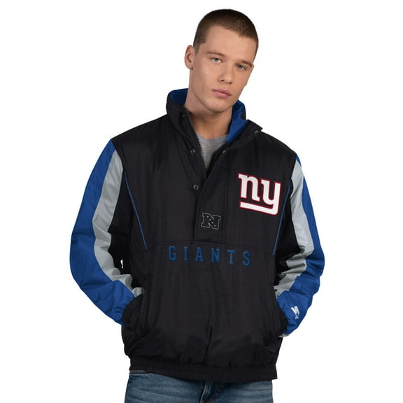 Men's Starter  Black New York Giants Thursday Night Gridiron Half-Zip Jacket