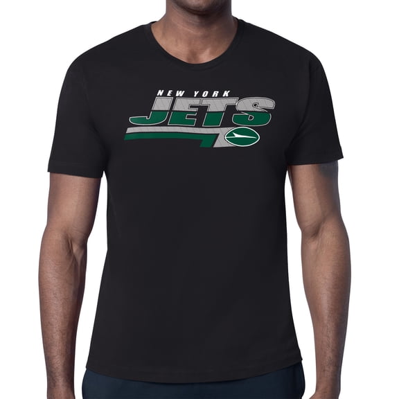 Men's Starter Black New York Jets Logo Push Graphic T-Shirt