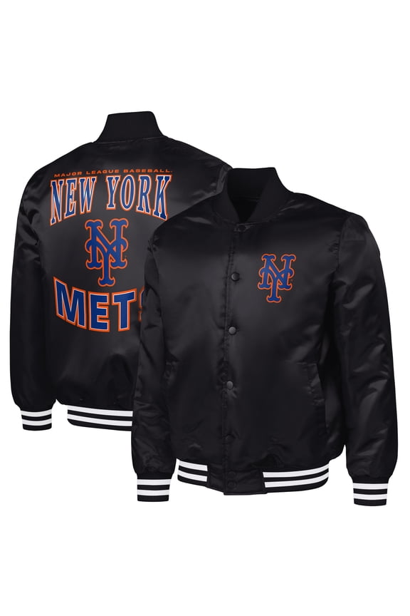 Men's G-III Sports by Carl Banks Black New York Mets Adaptive Full-Snap Varsity Jacket