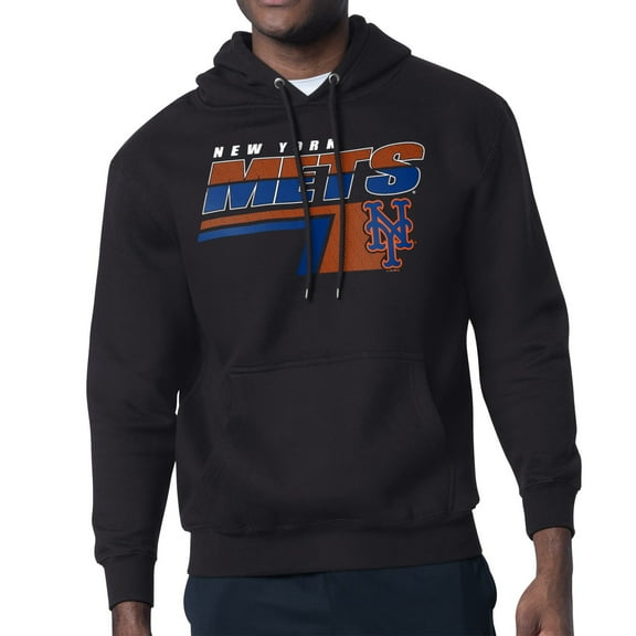 Men's Starter Black New York Mets Logo Push Graphic Hoodie