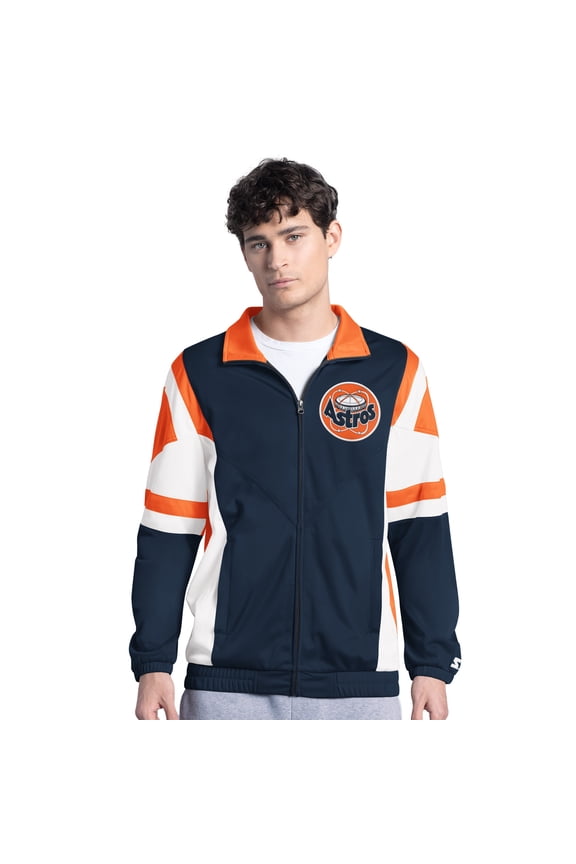 Men's Starter Black/Orange Houston Astros Contender Tricot Full-Zip Track Jacket