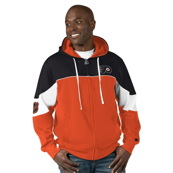 Men's Starter  Black/Orange Philadelphia Flyers Power Forward Full-Zip Hoodie