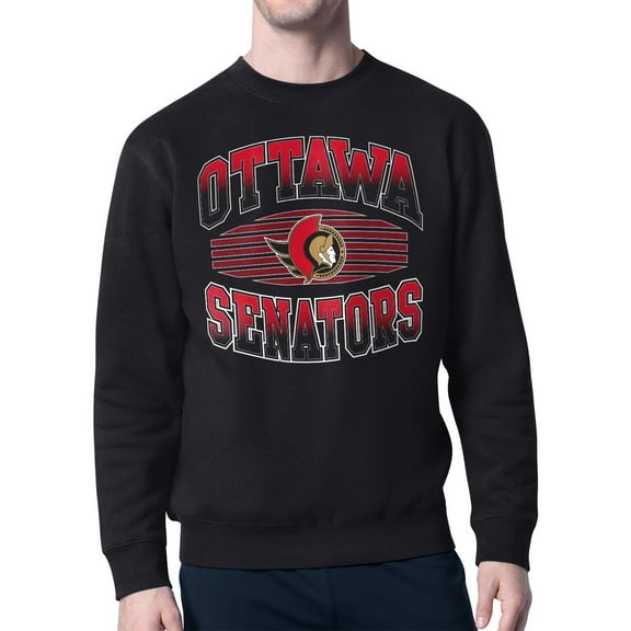 Men's Starter Black Ottawa Senators Team Grit Graphic Fleece Pullover Sweatshirt