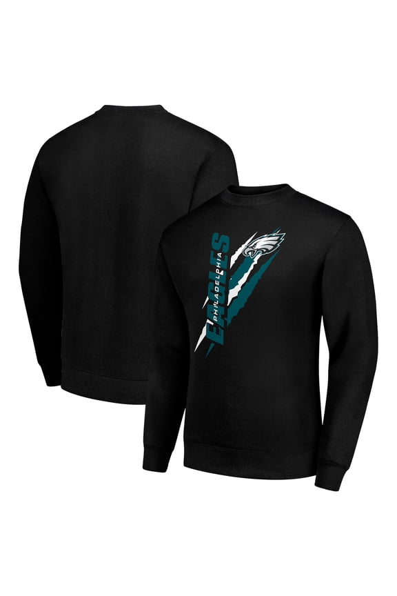Men's Starter Black Philadelphia Eagles Color Scratch Team Graphic Fleece Pullover Sweatshirt
