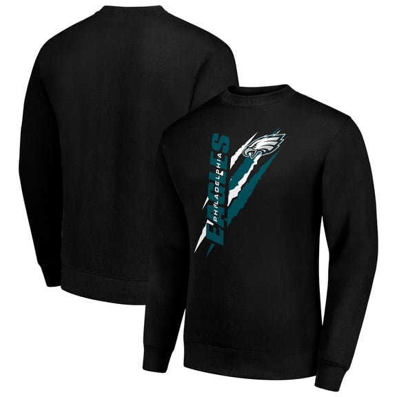 Men's Starter Black Philadelphia Eagles Color Scratch Team Graphic Fleece Pullover Sweatshirt