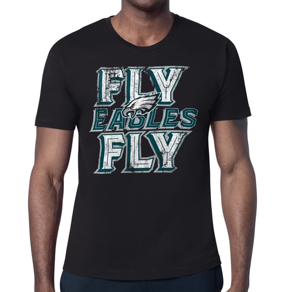 Men's-Starter Black Philadelphia Eagles Distressed Phrase T-Shirt