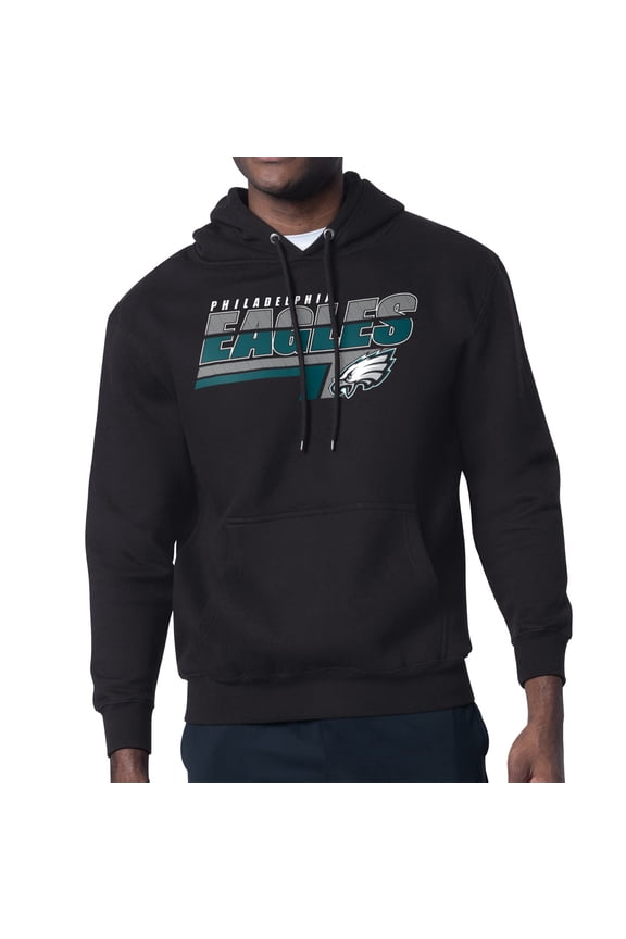 Men's Starter Black Philadelphia Eagles Logo Push Graphic Hoodie