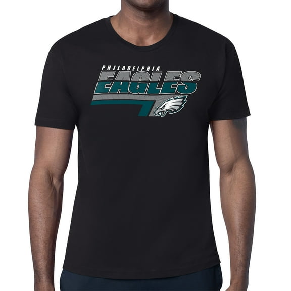 Men's Starter Black Philadelphia Eagles Logo Push Graphic T-Shirt