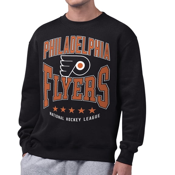 Men's Starter Black Philadelphia Flyers Center Squeeze Tri-Blend Fleece Sweatshirt