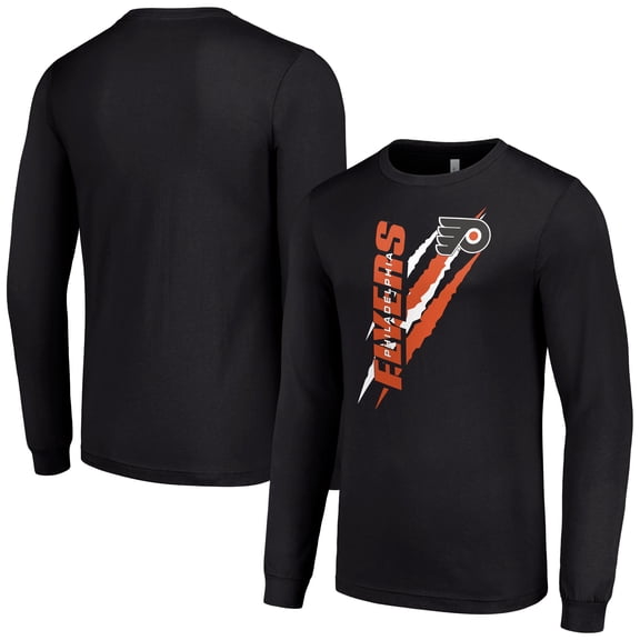 Men's Starter Black Philadelphia Flyers Color Scratch Long-Sleeve T-Shirt