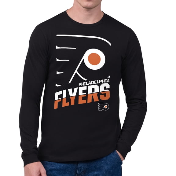 Men's Starter Black Philadelphia Flyers Logo Zoom Long Sleeve T-Shirt