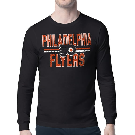 Men's Starter Black Philadelphia Flyers Mesh Look Team Name Long Sleeve T-Shirt