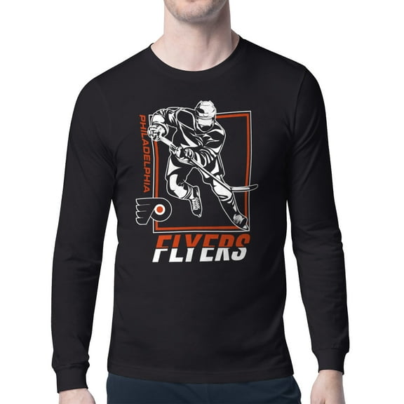 Men's Starter Black Philadelphia Flyers Player Grid Long Sleeve T-Shirt