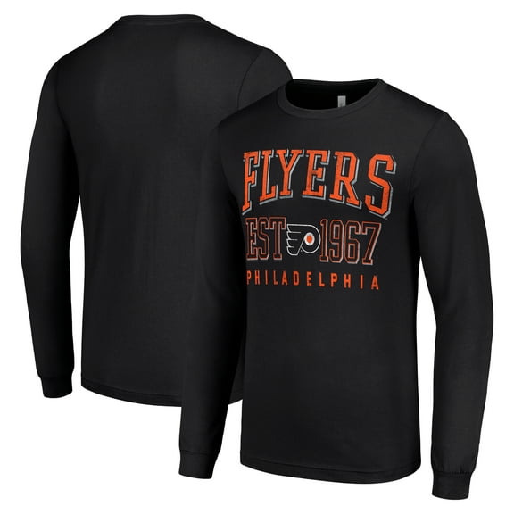 Men's Starter Black Philadelphia Flyers Retro Graphic Long Sleeve Crew T-Shirt