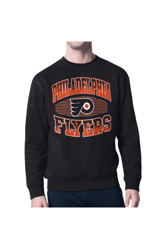 Men's Starter Black Philadelphia Flyers Team Grit Graphic Fleece Pullover Sweatshirt