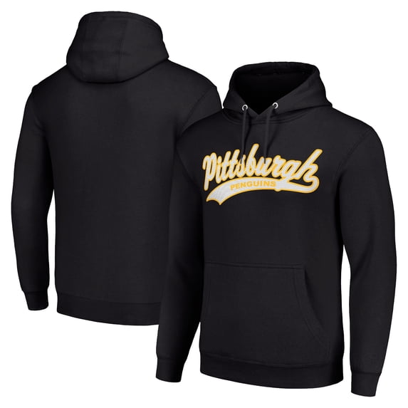 Men's Starter Black Pittsburgh Penguins Tailsweep Fleece Tri-Blend Pullover Hoodie