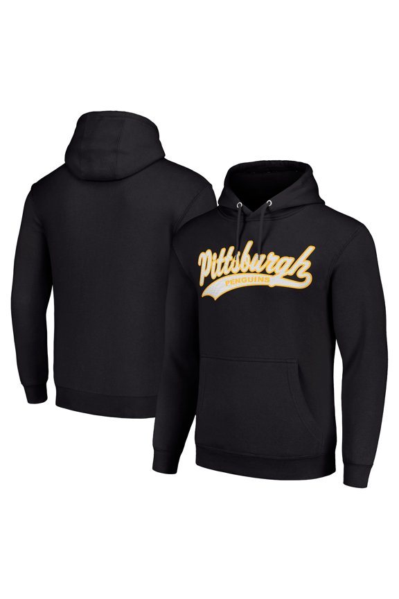 Men's Starter Black Pittsburgh Penguins Tailsweep Fleece Tri-Blend Pullover Hoodie