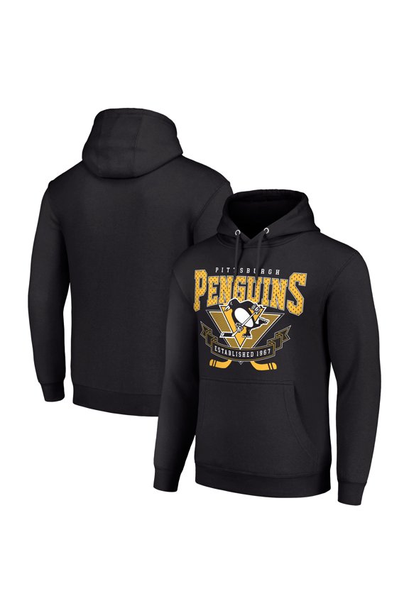 Men's Starter Black Pittsburgh Penguins Team Logo Graphic Fleece Tri-Blend Pullover Hoodie