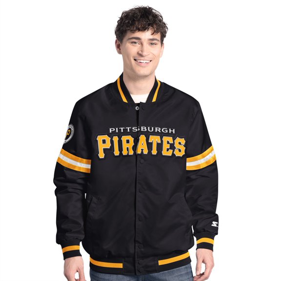 Men's-Starter Black Pittsburgh Pirates Scout Full-Snap Varsity Jacket