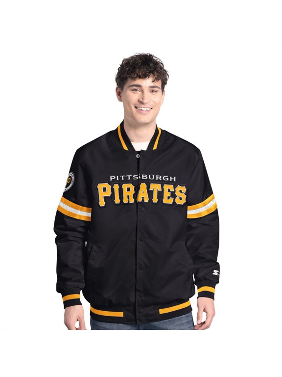 Men's-Starter Black Pittsburgh Pirates Scout Full-Snap Varsity Jacket