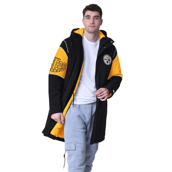 Men's Starter Black Pittsburgh Steelers Dynasty Polyfill Stadium Full-Zip Jacket