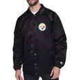 thumbnail image 1 of Men's Starter  Black Pittsburgh Steelers Printed Logo Raglan Coaches Full-Snap Jacket, 1 of 2
