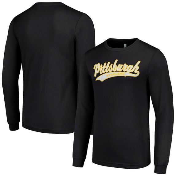 Men's Starter Black Pittsburgh Steelers Tailsweep Long Sleeve T-Shirt
