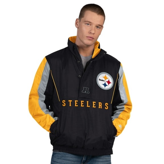 Men's Starter  Black Pittsburgh Steelers Thursday Night Gridiron Half-Zip Jacket