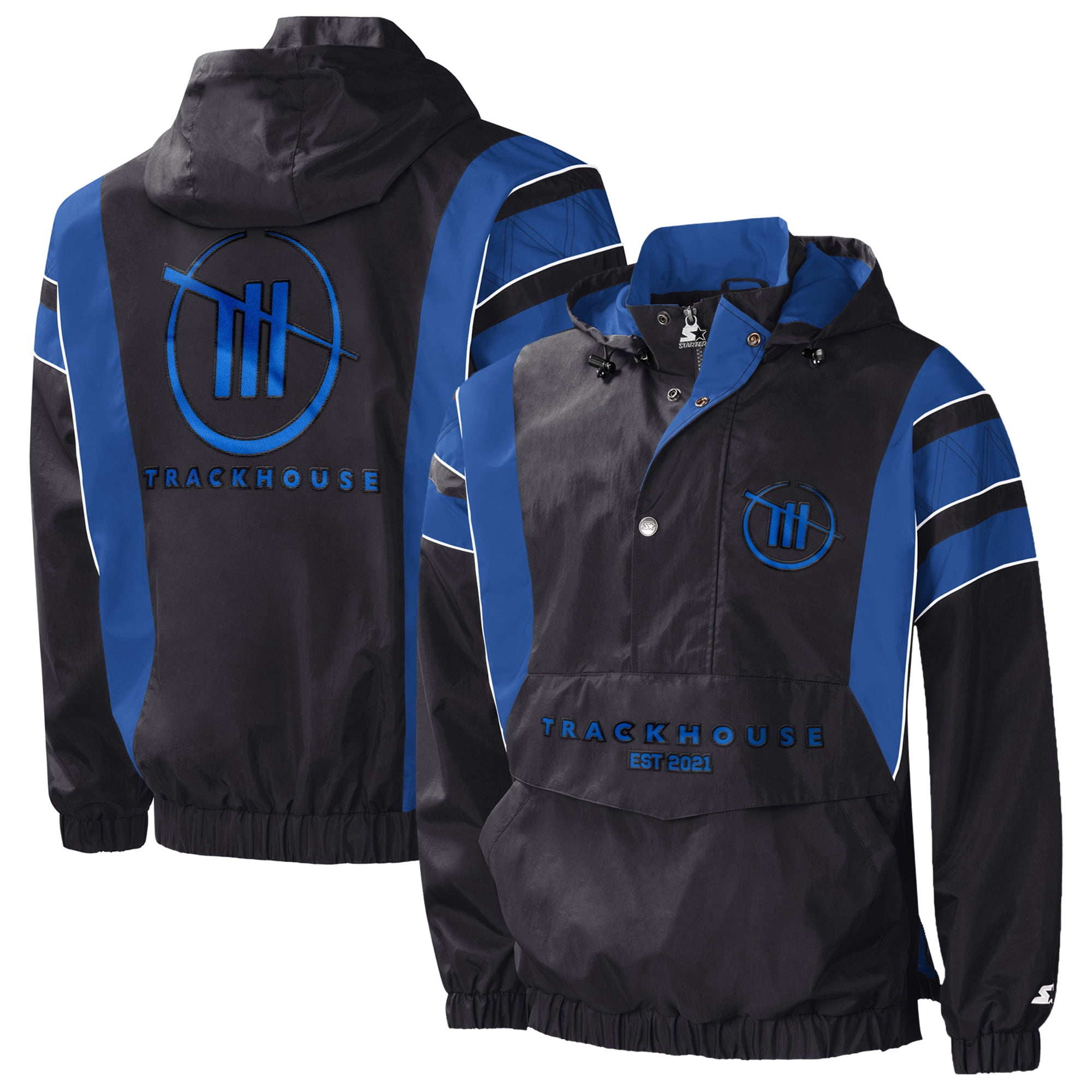 Track House Racing Jacket Men's Starter Black/Royal TRACKHOUSE RACING Impact Half-Snap Pullover ...