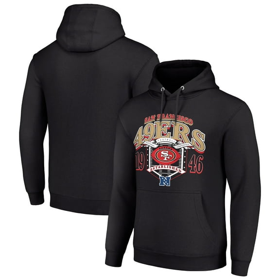 Men's Starter Black San Francisco 49ers 80s Retro Pullover Hoodie