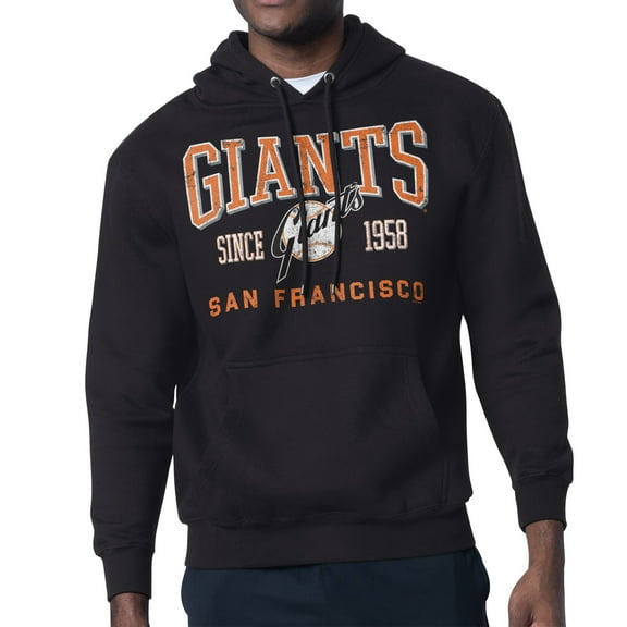 Men's-Starter  Black San Francisco Giants Distressed Fleece Pullover Hoodie