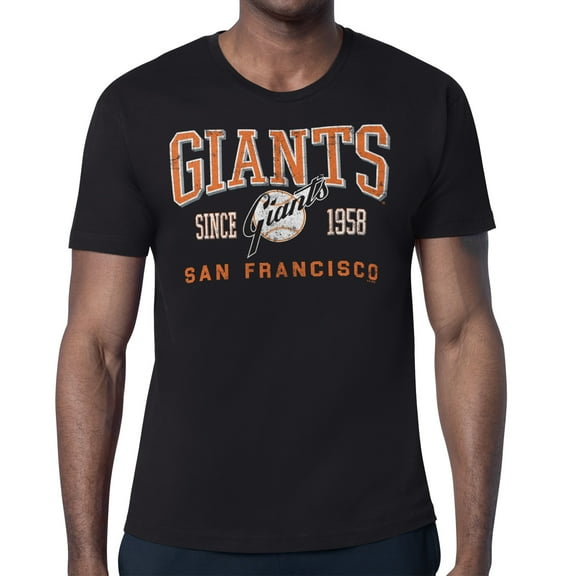 Men's-Starter Black San Francisco Giants Distressed Logo T-Shirt