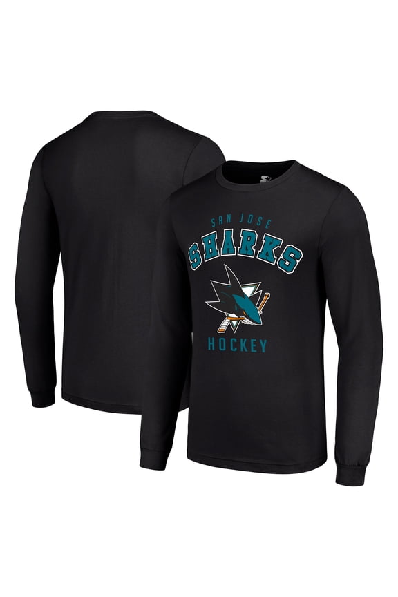 Men's Starter Black San Jose Sharks Logo Long Sleeve T-Shirt