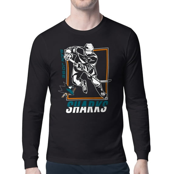 Men's Starter Black San Jose Sharks Player Grid Long Sleeve T-Shirt