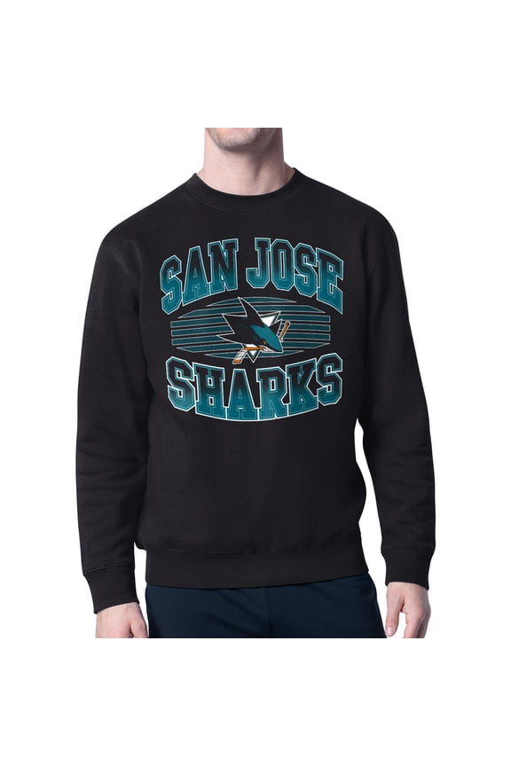 Men's Starter Black San Jose Sharks Team Grit Graphic Fleece Pullover Sweatshirt