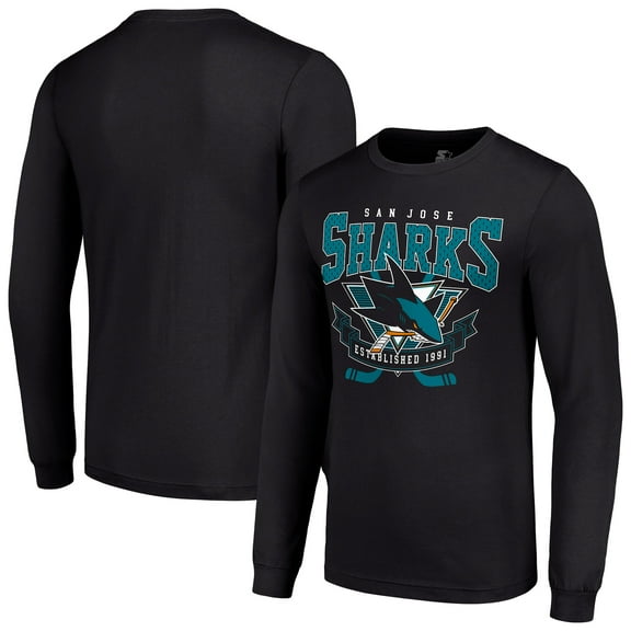 Men's Starter Black San Jose Sharks Team Logo Graphic Long Sleeve T-Shirt