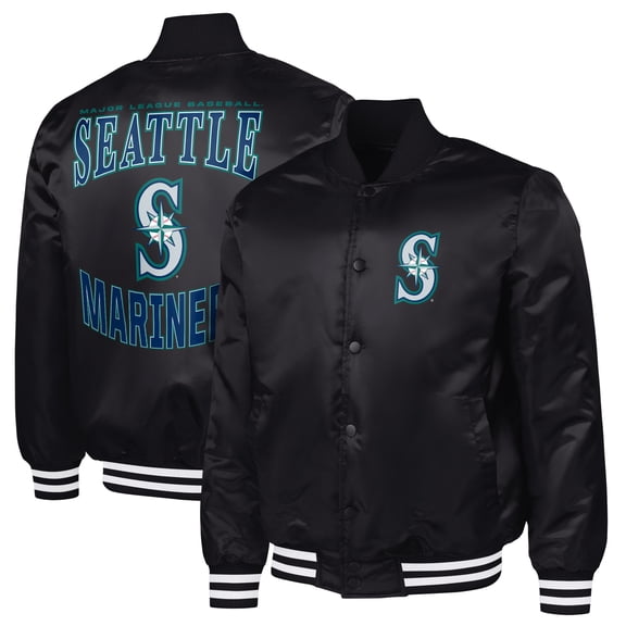 Men's G-III Sports by Carl Banks Black Seattle Mariners Adaptive Full-Snap Varsity Jacket