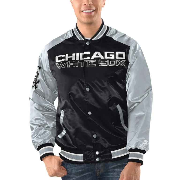 Men's Starter Black/Silver Chicago White Sox Varsity Satin Full