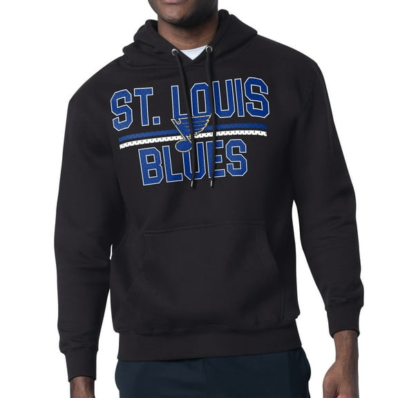 Men's Starter Black St. Louis Blues Mesh Look Team Name Logo Tri-Blend Pullover Hoodie