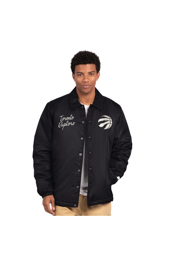 Men's Starter Black Toronto Raptors Coaches Jacket