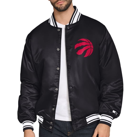 Men's Starter  Black Toronto Raptors Triangle Full-Snap Varsity Jacket