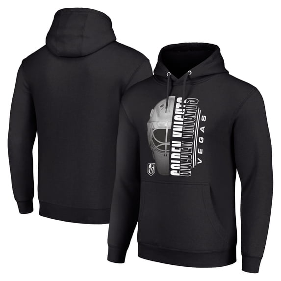 Men's Starter Black Vegas Golden Knights Half Helmet Fleece Pullover Hoodie