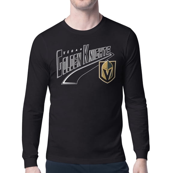 Men's Starter Black Vegas Golden Knights Modern Tailsweep Long Sleeve T-Shirt