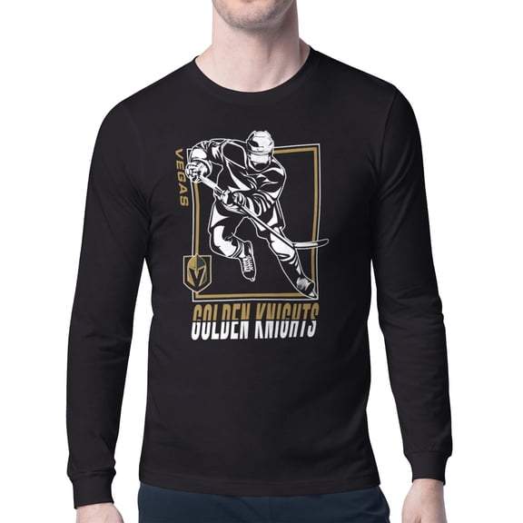 Men's Starter Black Vegas Golden Knights Player Grid Long Sleeve T-Shirt